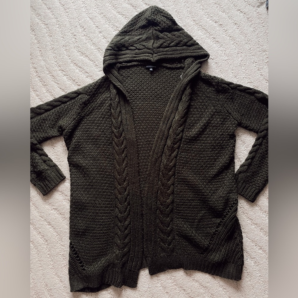 Green hooded cardigan